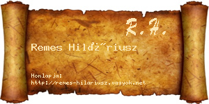 Remes Hiláriusz névjegykártya